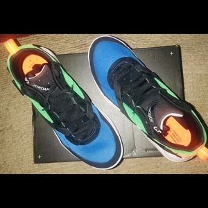 Jordan size 10.5 black trim orange green blue patch’s White soles